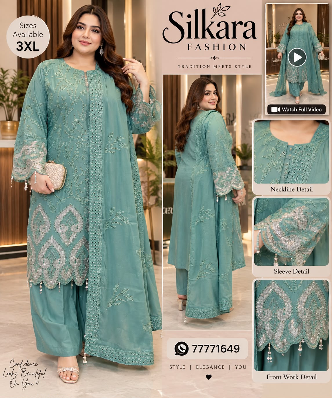 Hand-Embellished 3-Piece Festive Suit