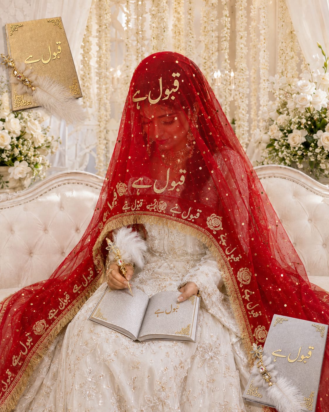 Embroidered Nikah Dupatta & Keepsake Set