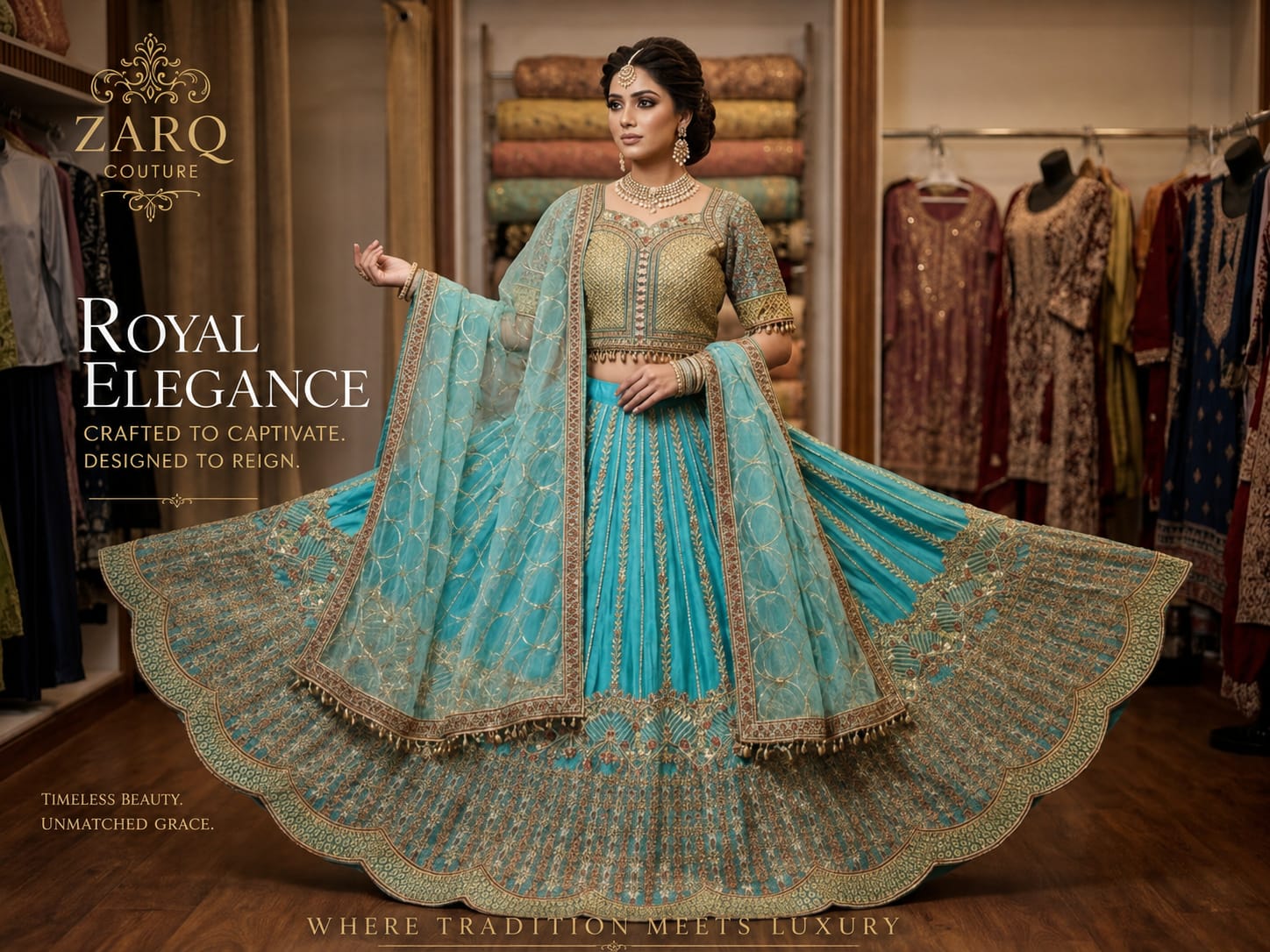 Chunri Bridal Lehenga with Gota Kinari