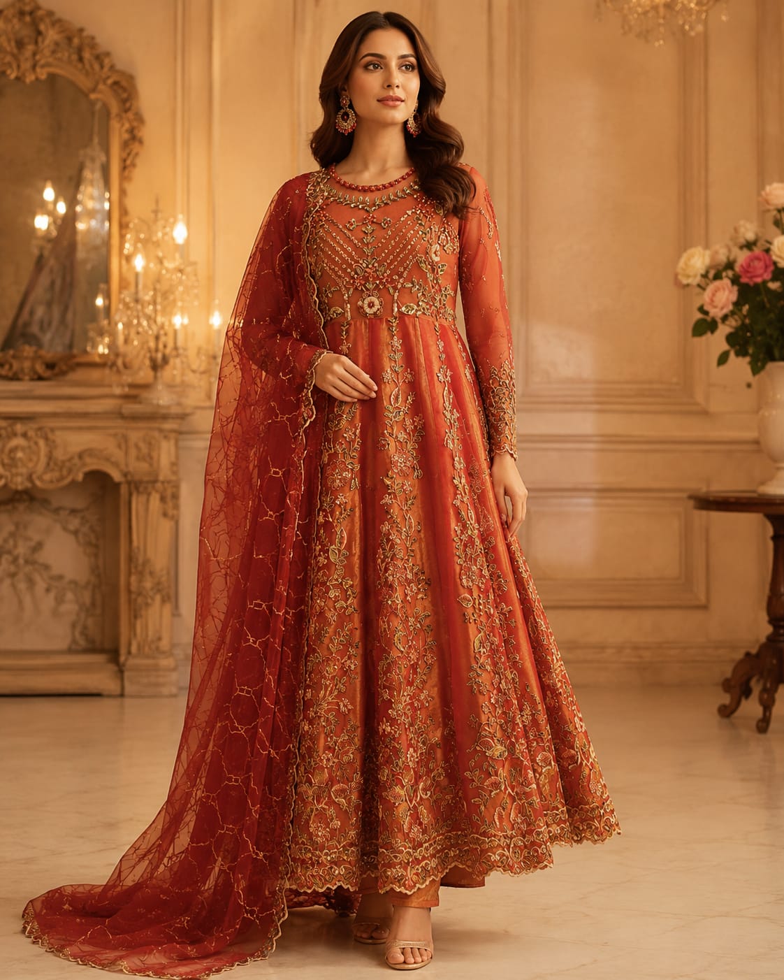 Opulent Embroidered Wedding Ensemble