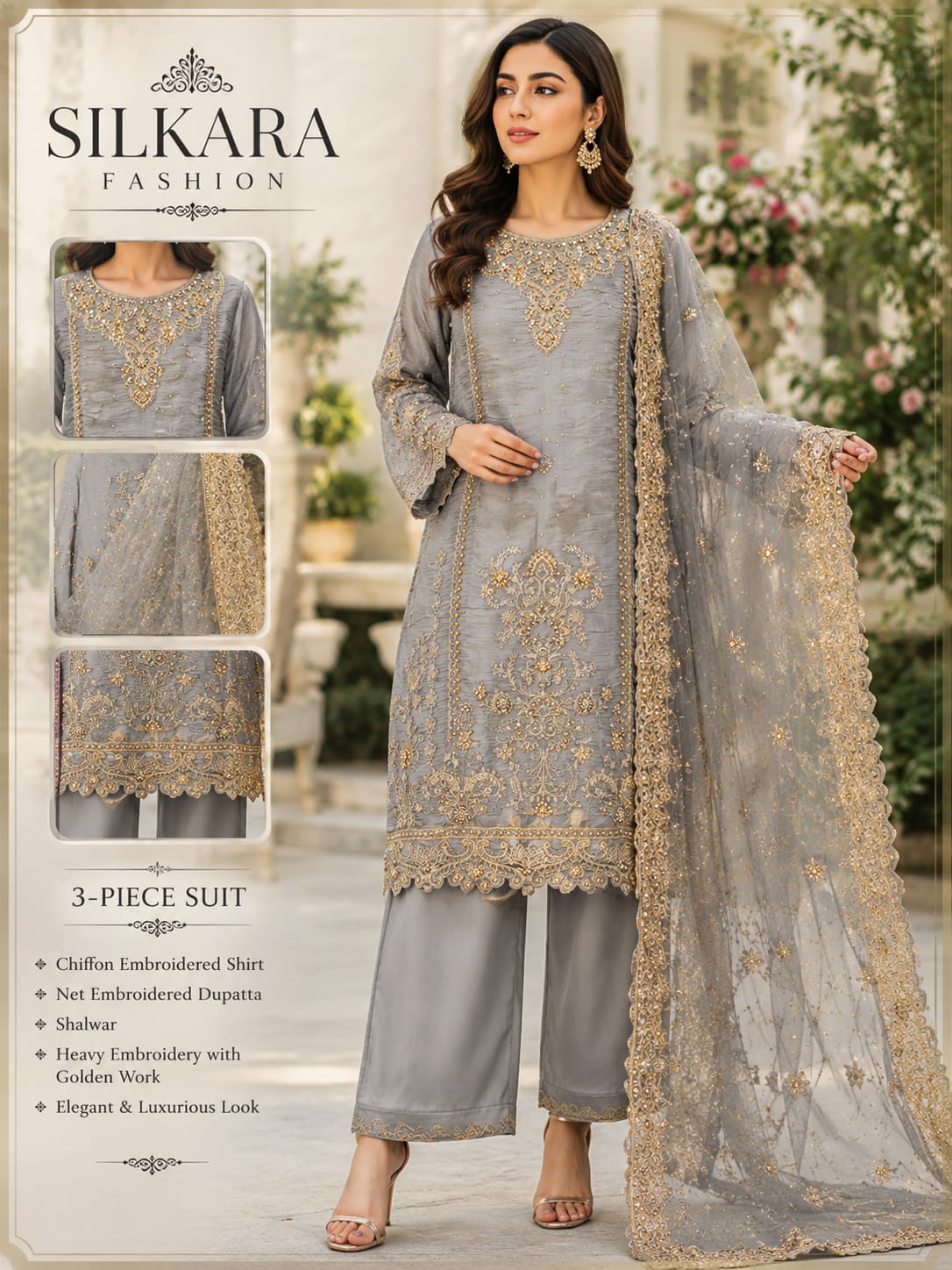 Shisha Silk Embroidered Festive Suit