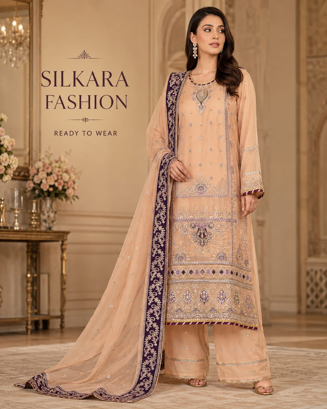 Pistachio Green Embroidered 3-Piece Suit