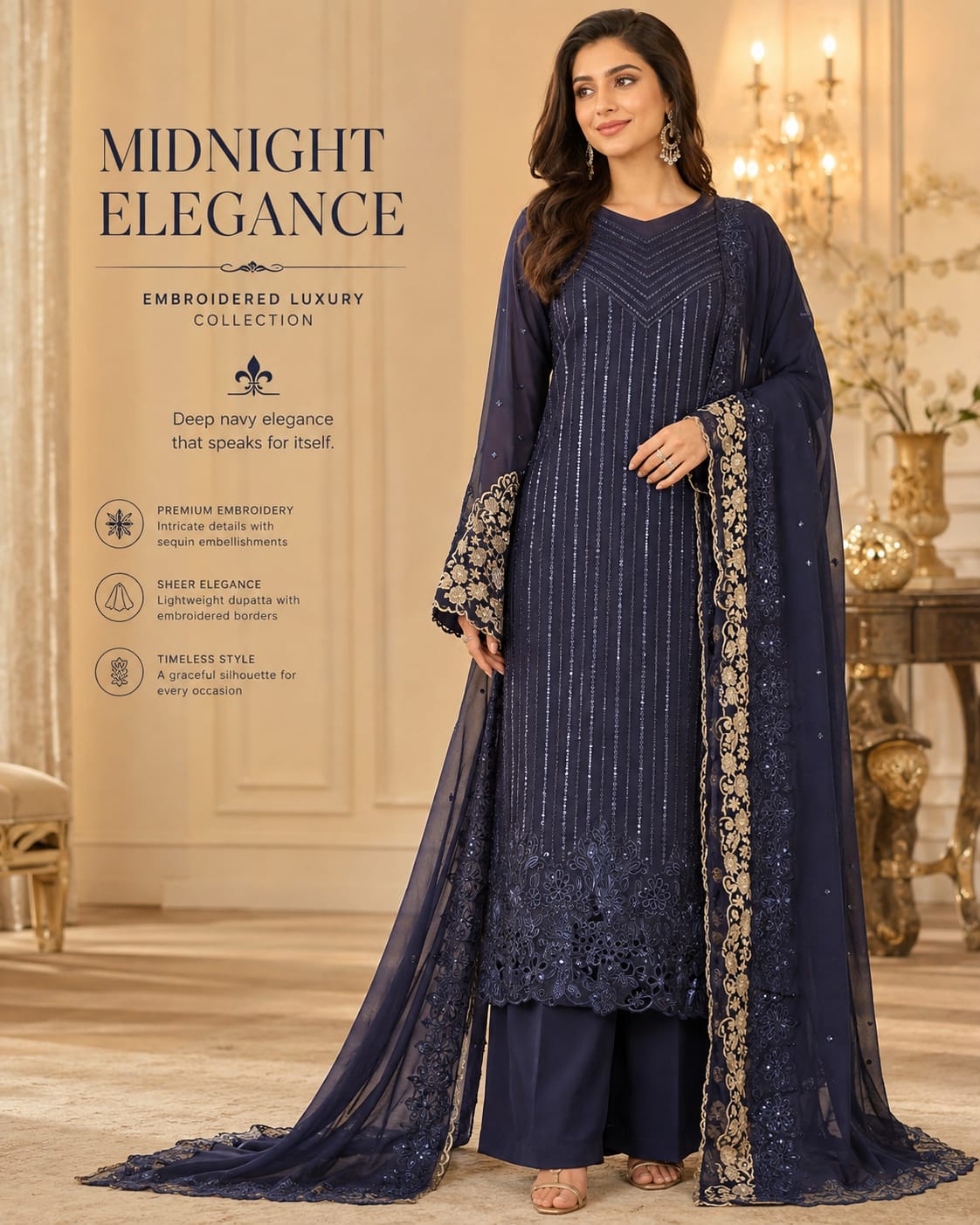 Deep Navy Imperial Embroidered Suit