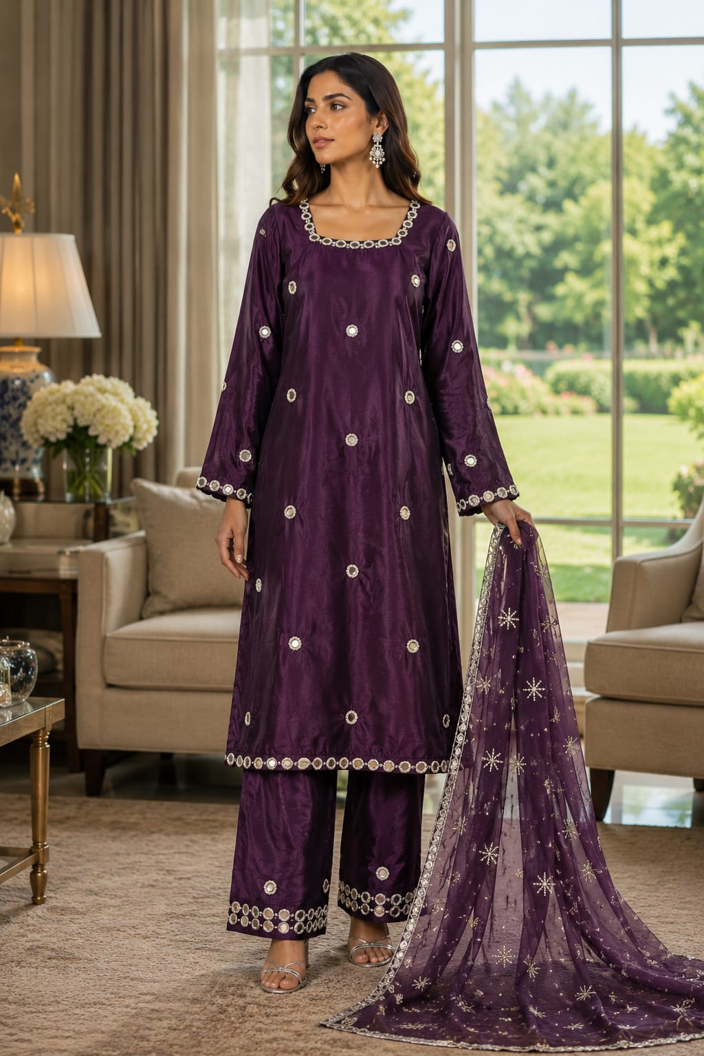 Artisan Mirror Work & Farshi Shalwar Ensemble