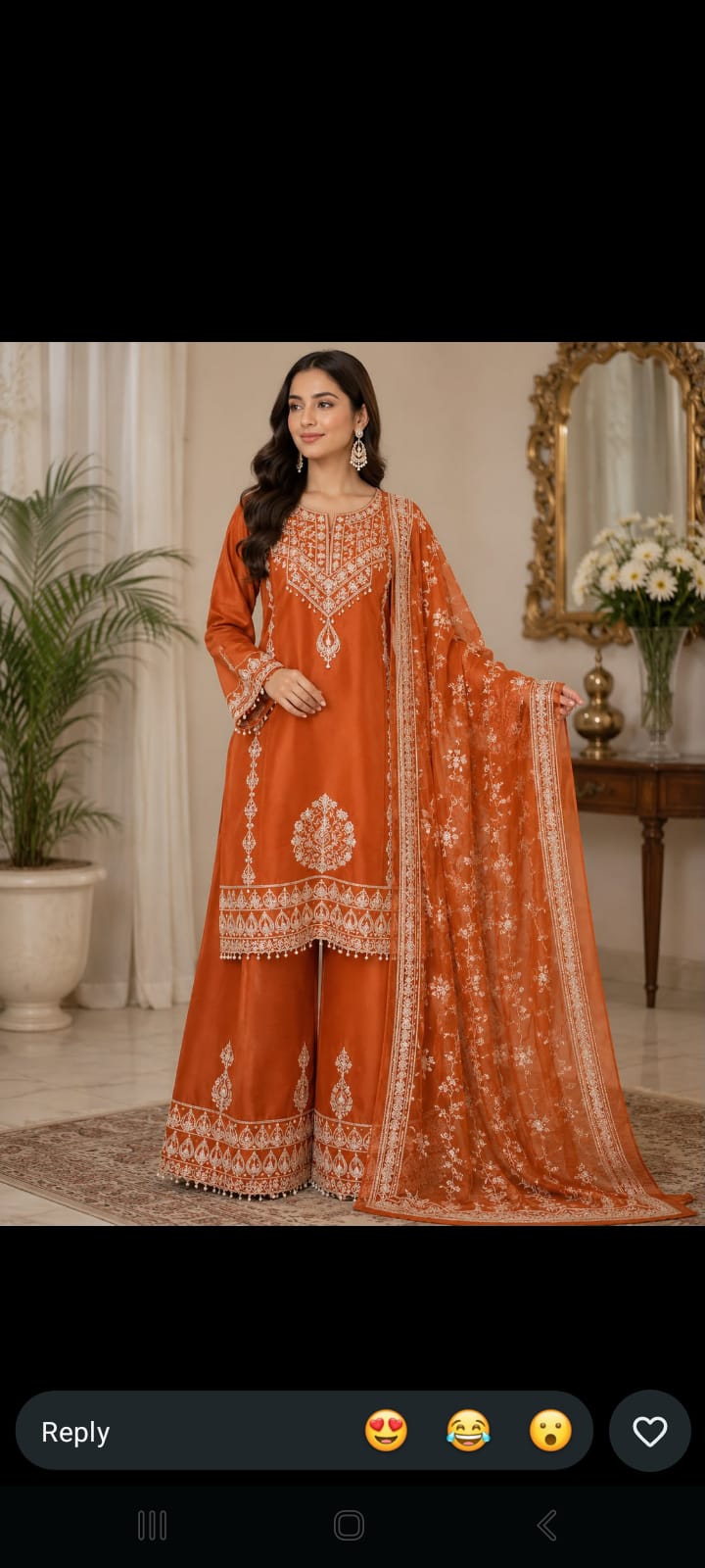 Bordered Shisha Silk Palazzo Evening Suit