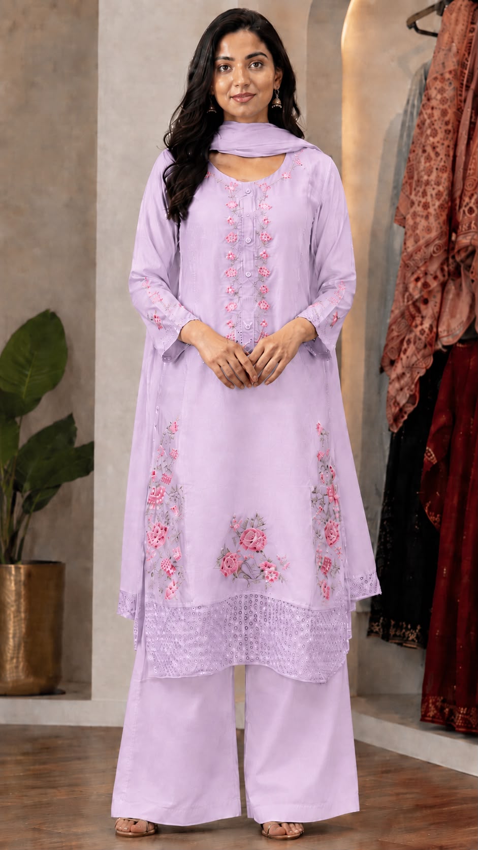 Threadwork Embroidered Doria Lawn 3-Piece Suit